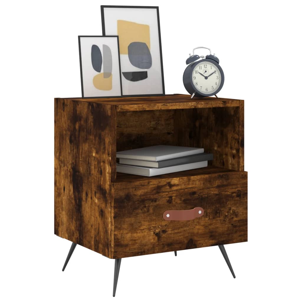 Nattbord 2 stk røkt eik 40x35x47,5 cm konstruert tre