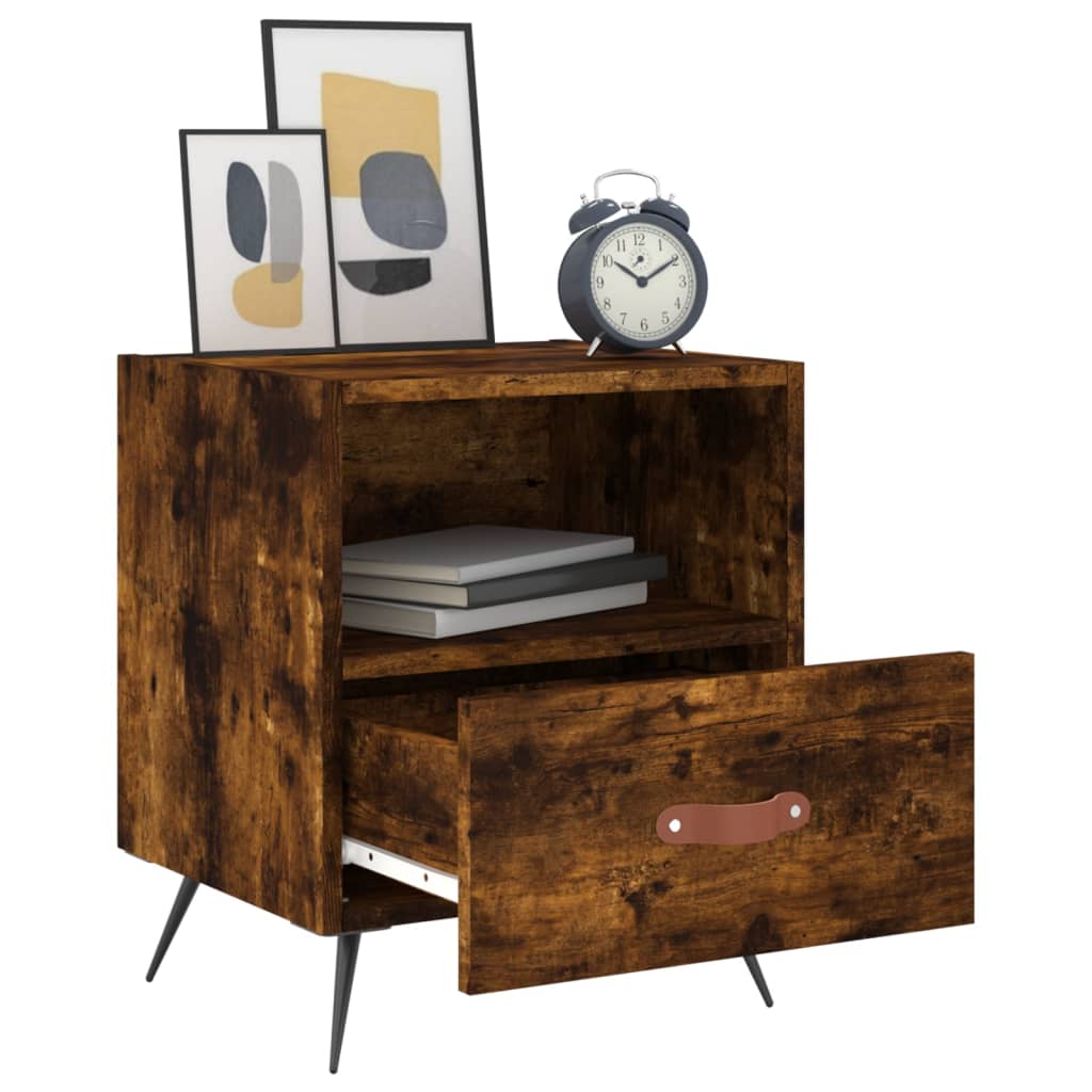 Nattbord 2 stk røkt eik 40x35x47,5 cm konstruert tre