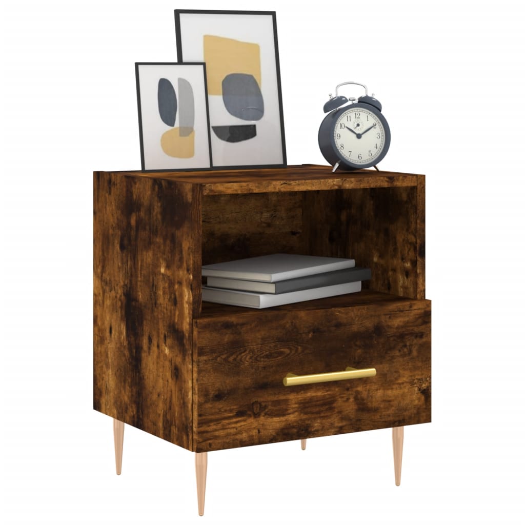 Nattbord 2 stk røkt eik 40x35x47,5 cm konstruert tre