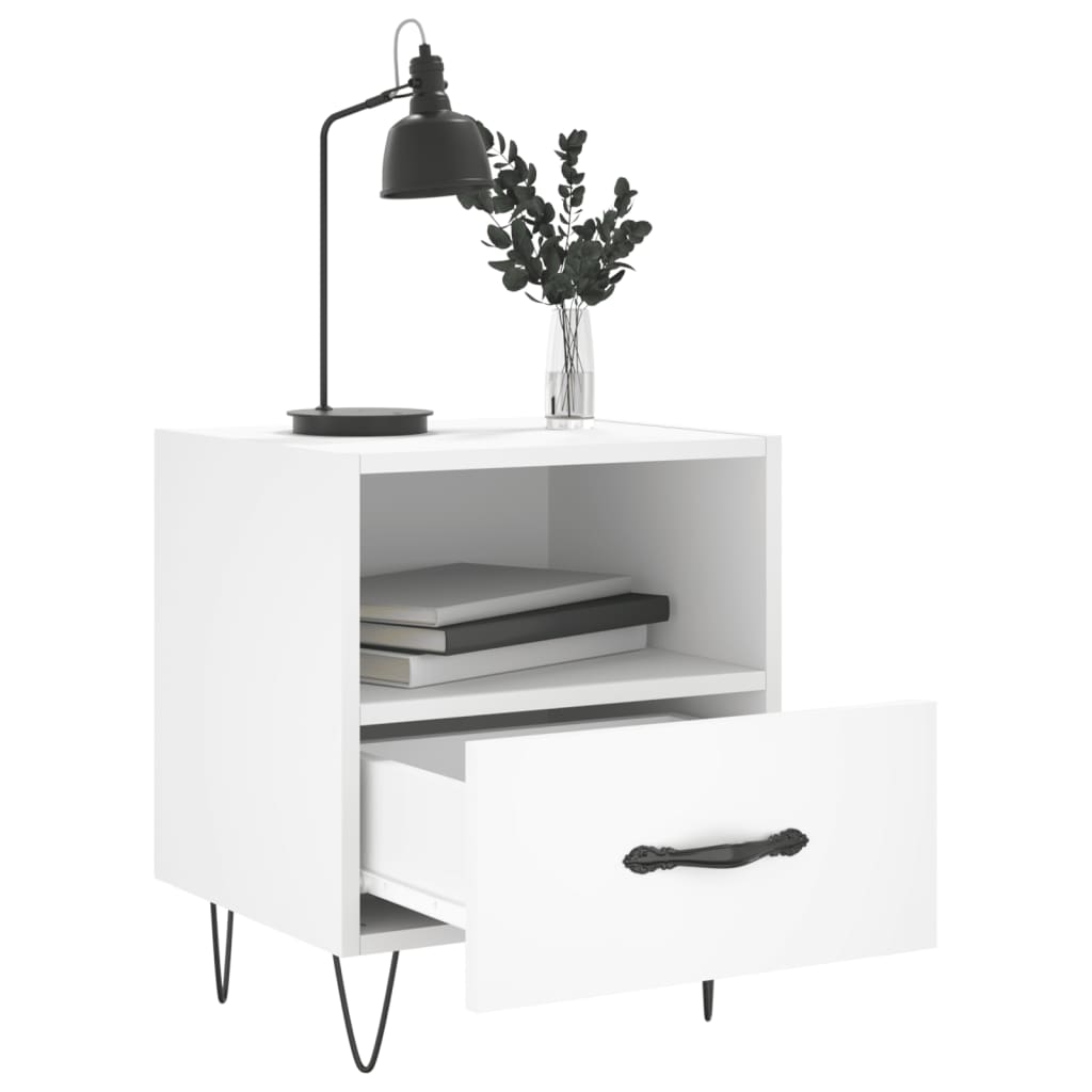 Nattbord 2 stk hvit 40x35x47,5 cm konstruert tre