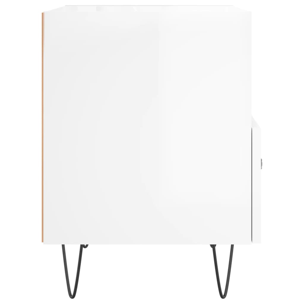 Nattbord 2 stk høyglans hvit 40x35x47,5 cm konstruert tre