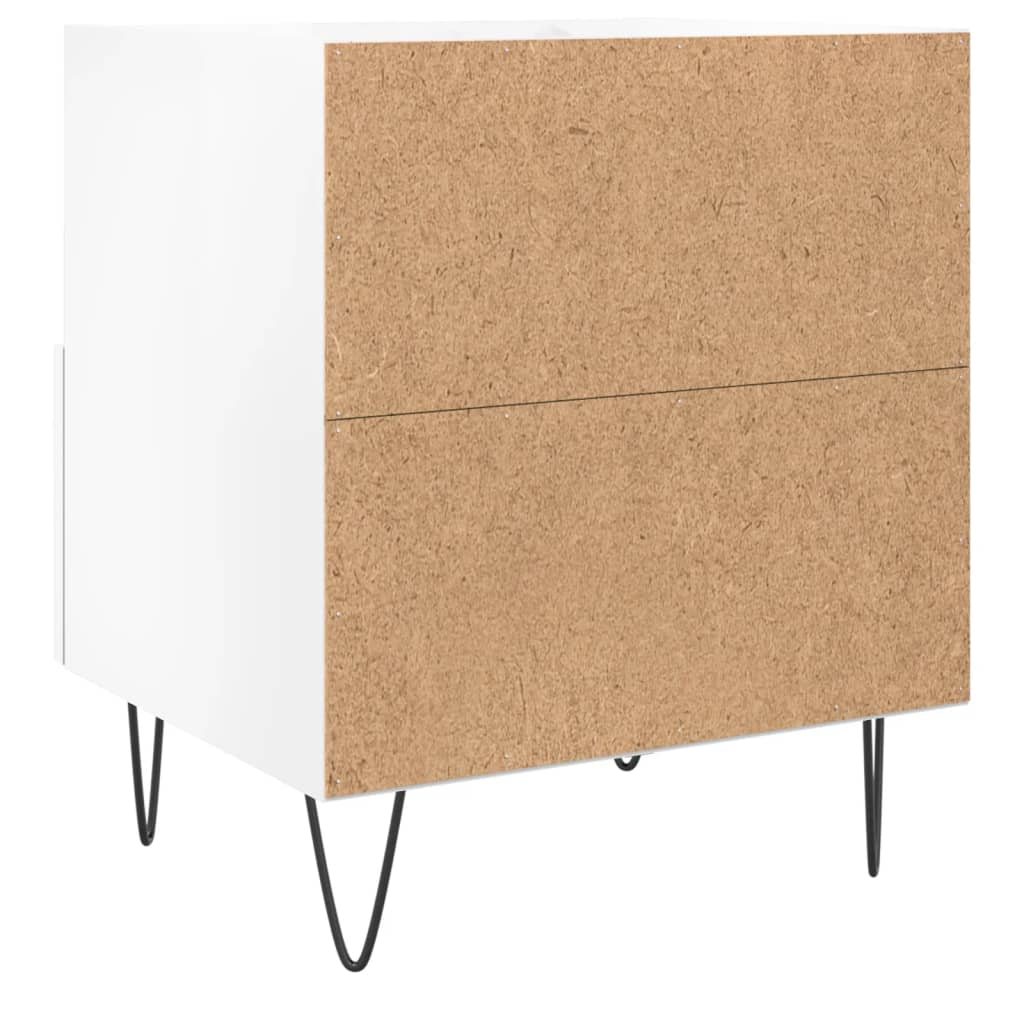 Nattbord 2 stk høyglans hvit 40x35x47,5 cm konstruert tre