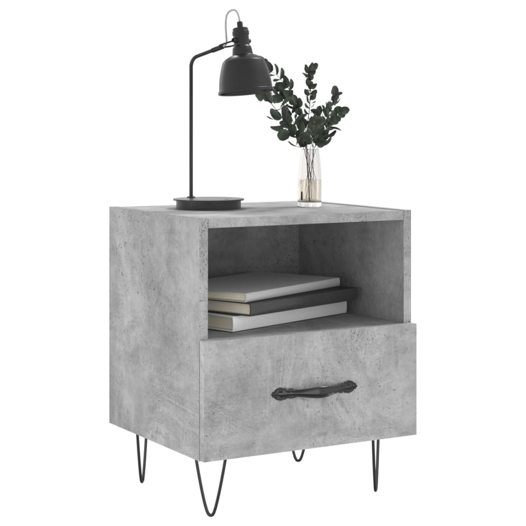 Nattbord 2 stk betonggrå 40x35x47,5 cm konstruert tre