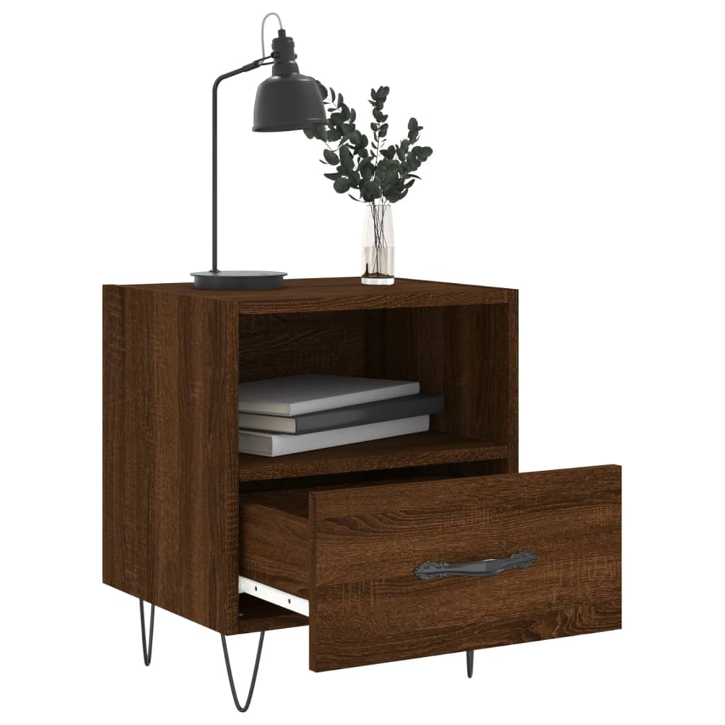 Nattbord 2 stk brun eik 40x35x47,5 cm konstruert tre