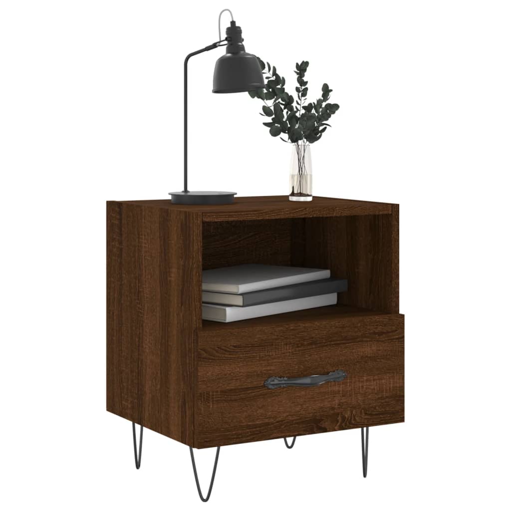 Nattbord 2 stk brun eik 40x35x47,5 cm konstruert tre
