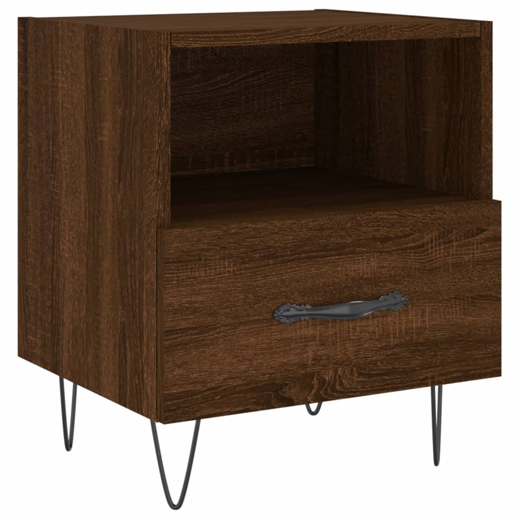 Nattbord 2 stk brun eik 40x35x47,5 cm konstruert tre