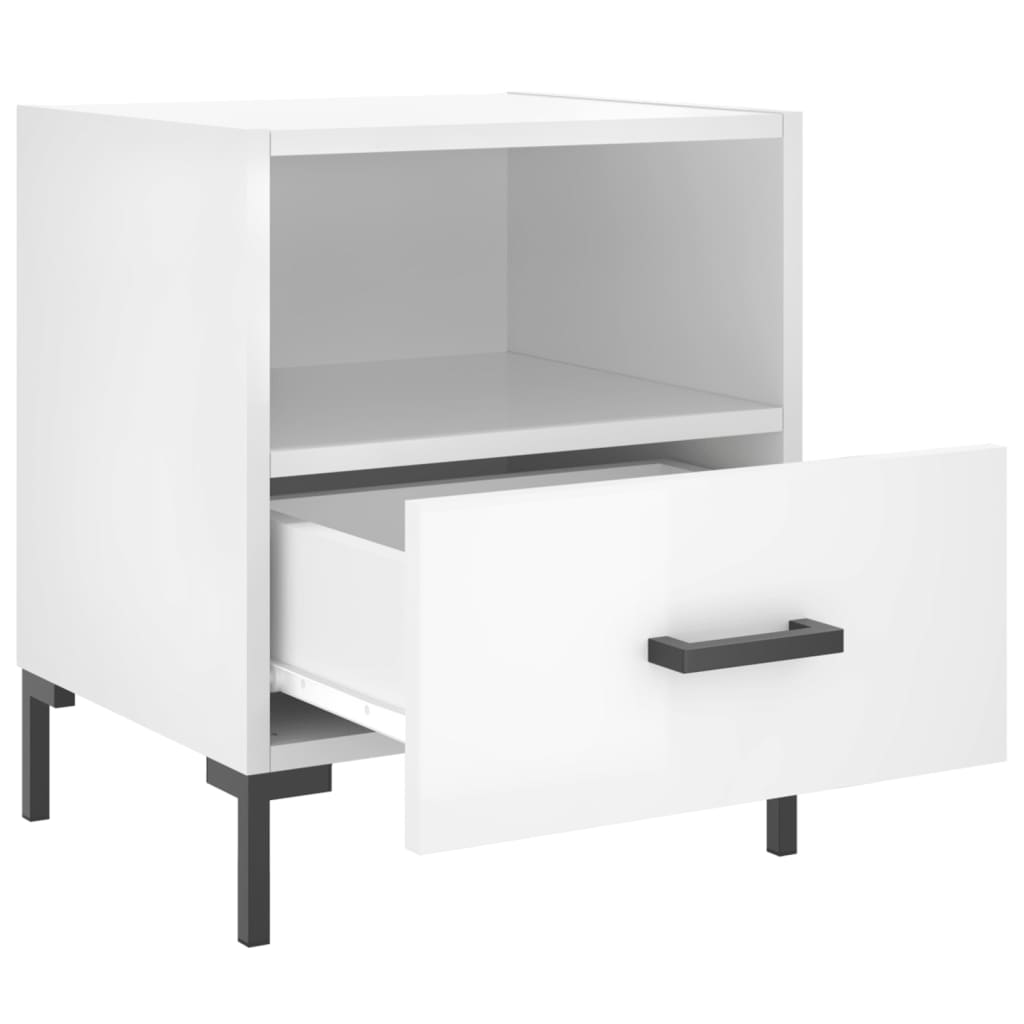 Nattbord 2 stk høyglans hvit 40x35x47,5 cm konstruert tre