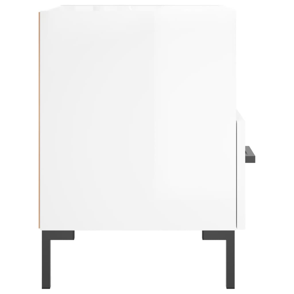 Nattbord 2 stk høyglans hvit 40x35x47,5 cm konstruert tre