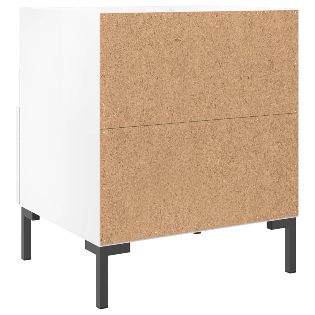 Nattbord 2 stk høyglans hvit 40x35x47,5 cm konstruert tre
