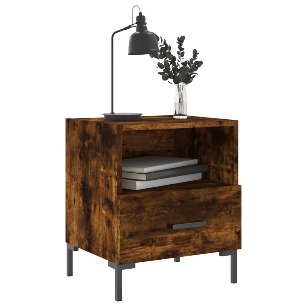 Nattbord 2 stk røkt eik 40x35x47,5 cm konstruert tre