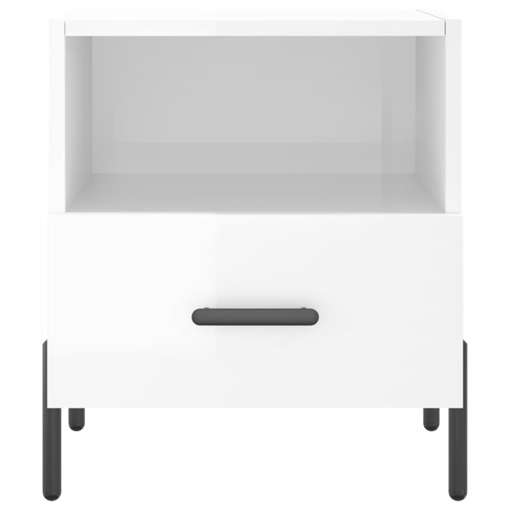 Nattbord 2 stk høyglans hvit 40x35x47,5 cm konstruert tre