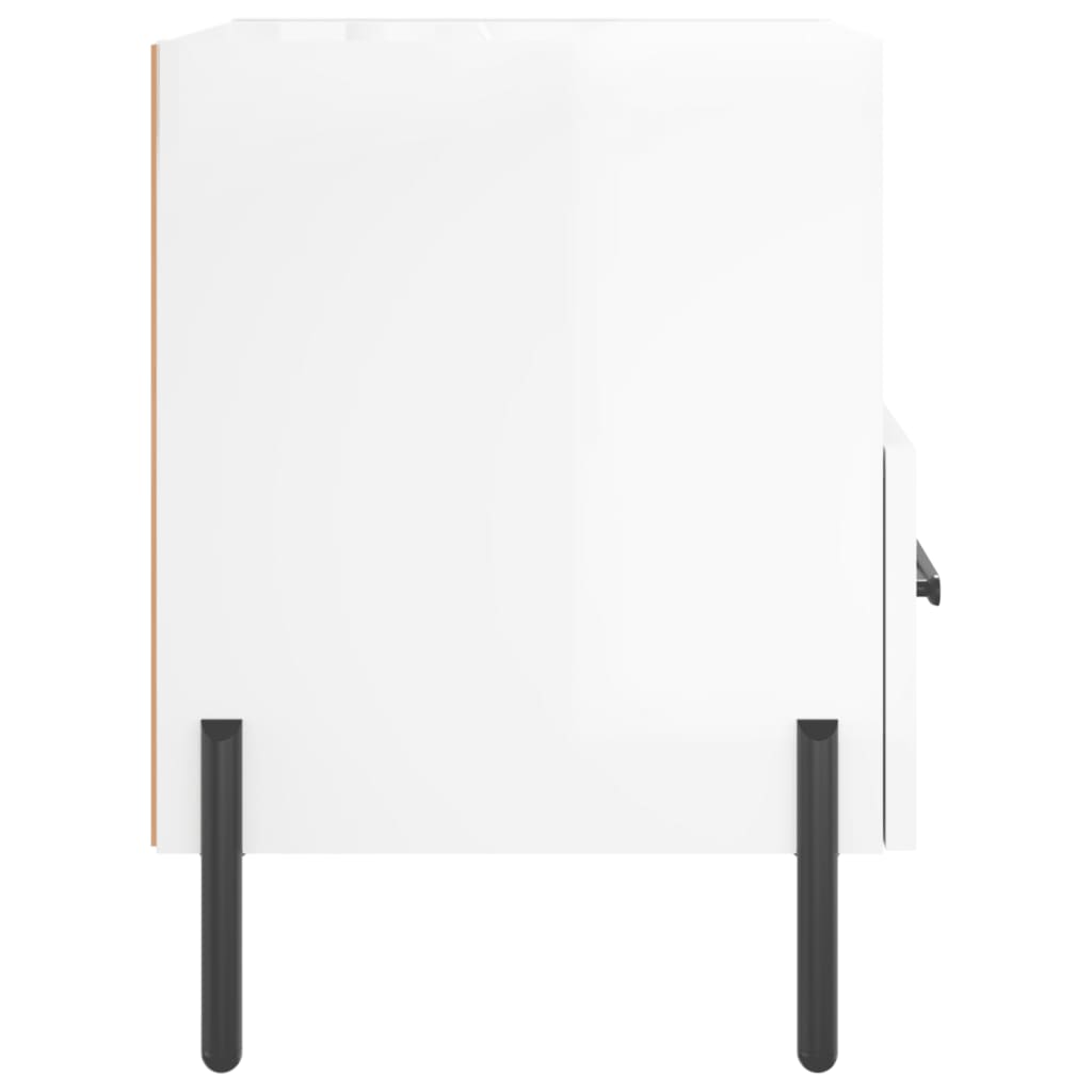 Nattbord 2 stk høyglans hvit 40x35x47,5 cm konstruert tre