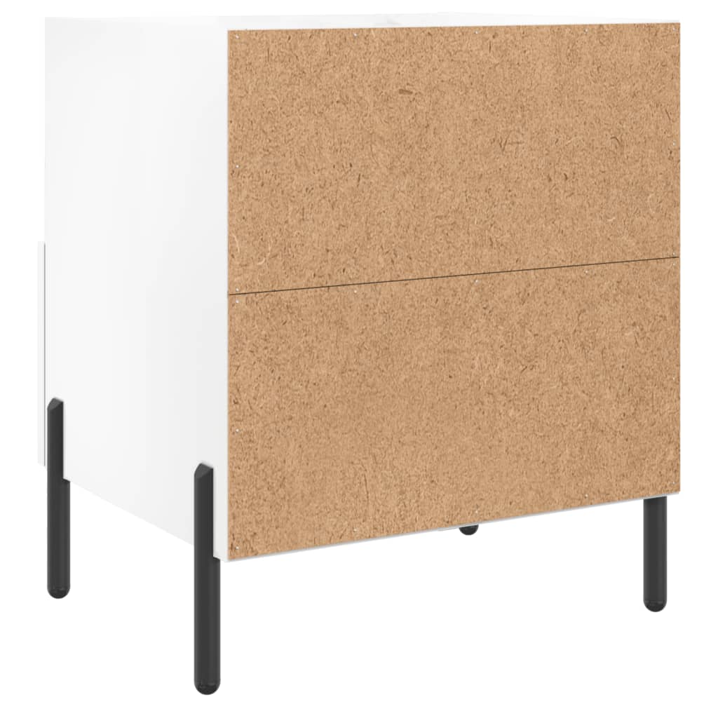 Nattbord 2 stk høyglans hvit 40x35x47,5 cm konstruert tre