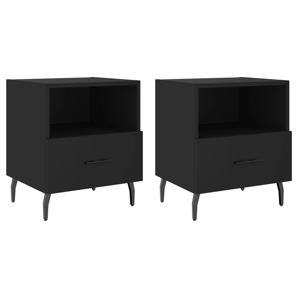 Nattbord 2 stk svart 40x35x47,5 cm konstruert tre