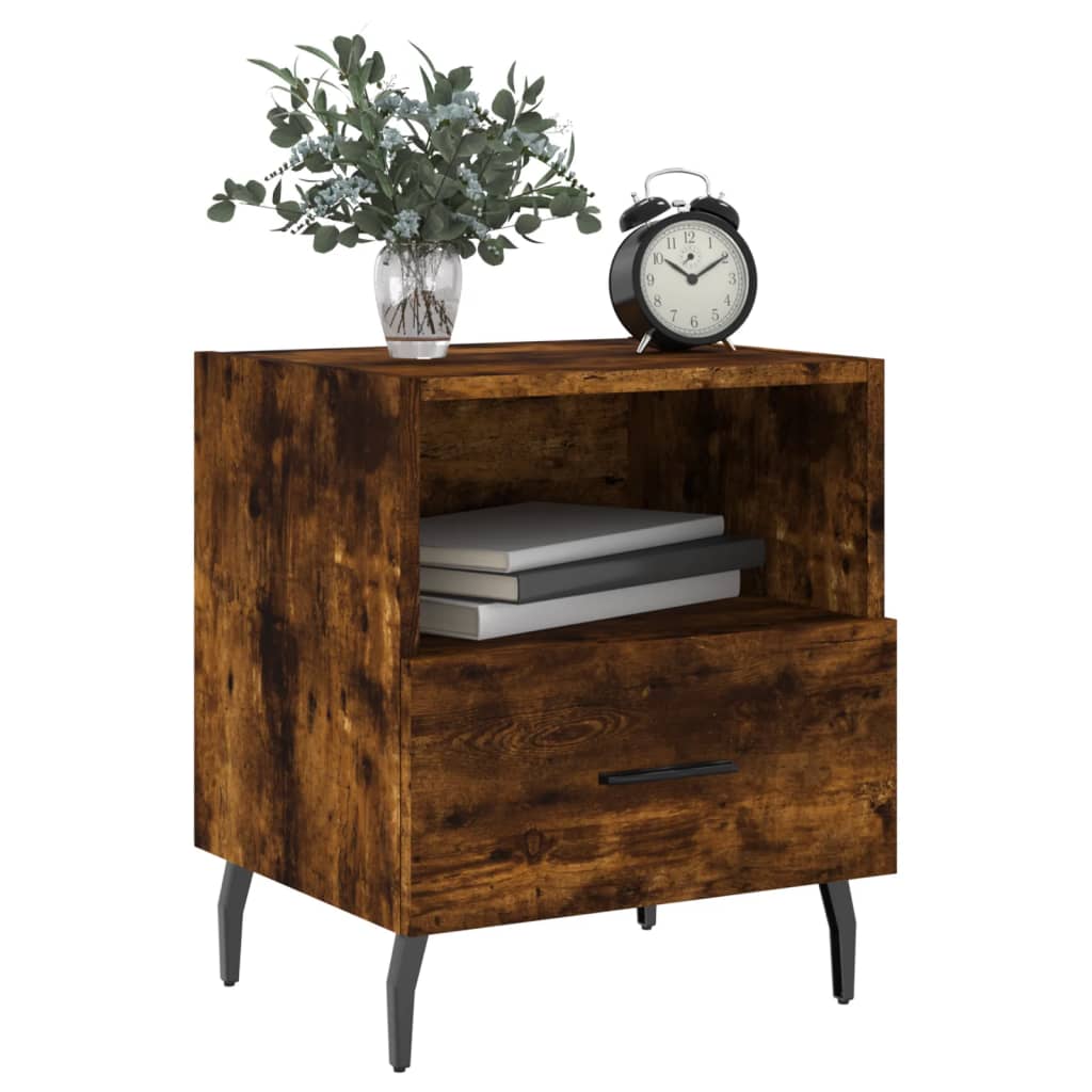 Nattbord 2 stk røkt eik 40x35x47,5 cm konstruert tre