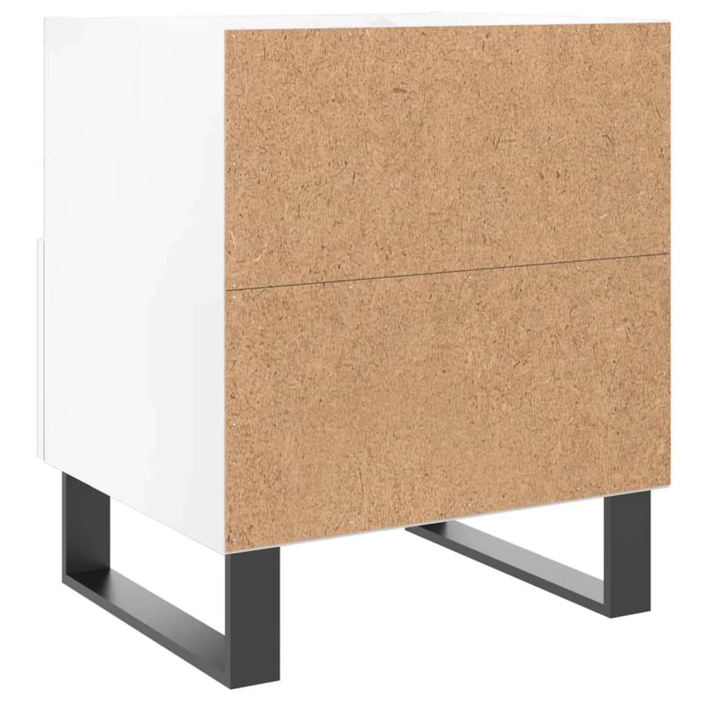 Nattbord 2 stk høyglans hvit 40x35x47,5 cm konstruert tre