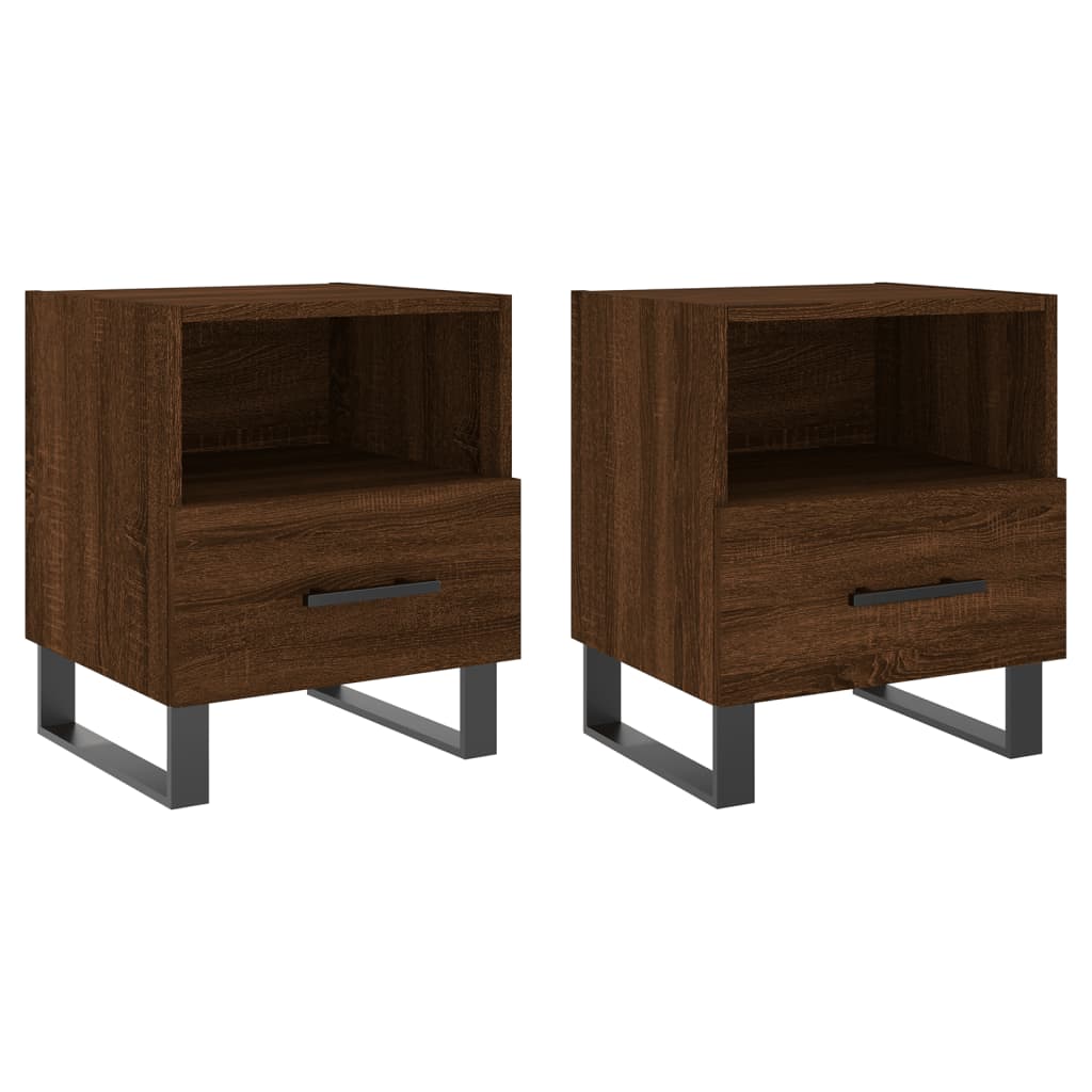 Nattbord 2 stk brun eik 40x35x47,5 cm konstruert tre