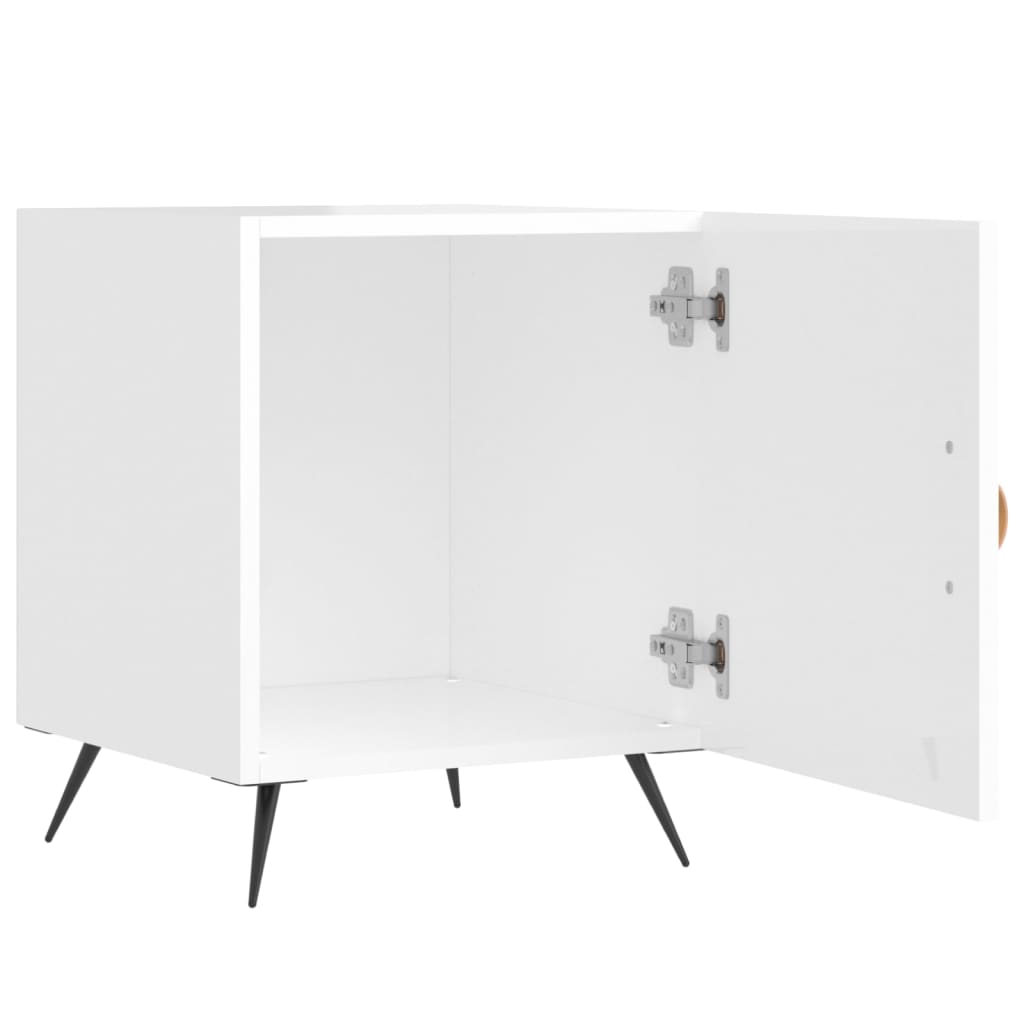 Nattbord 2 stk høyglans hvit 40x40x50 cm konstruert tre