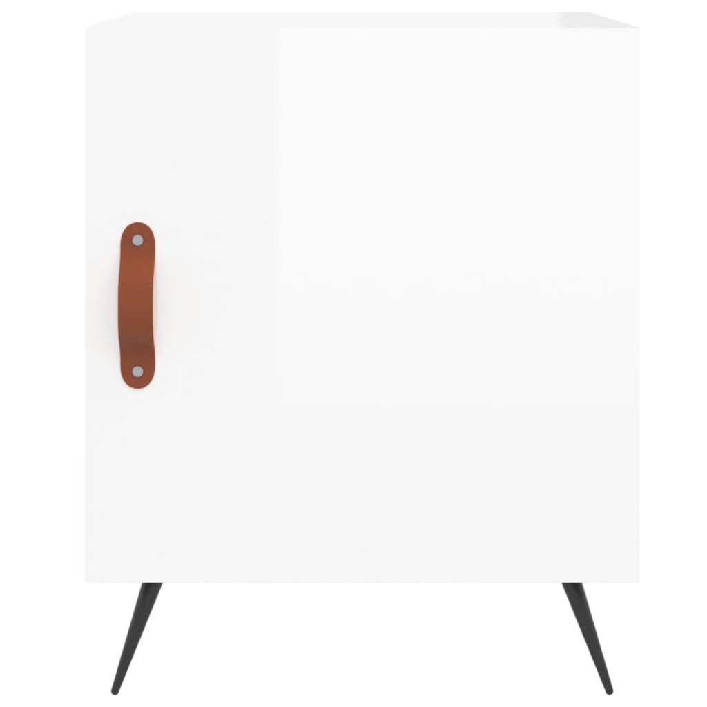 Nattbord 2 stk høyglans hvit 40x40x50 cm konstruert tre