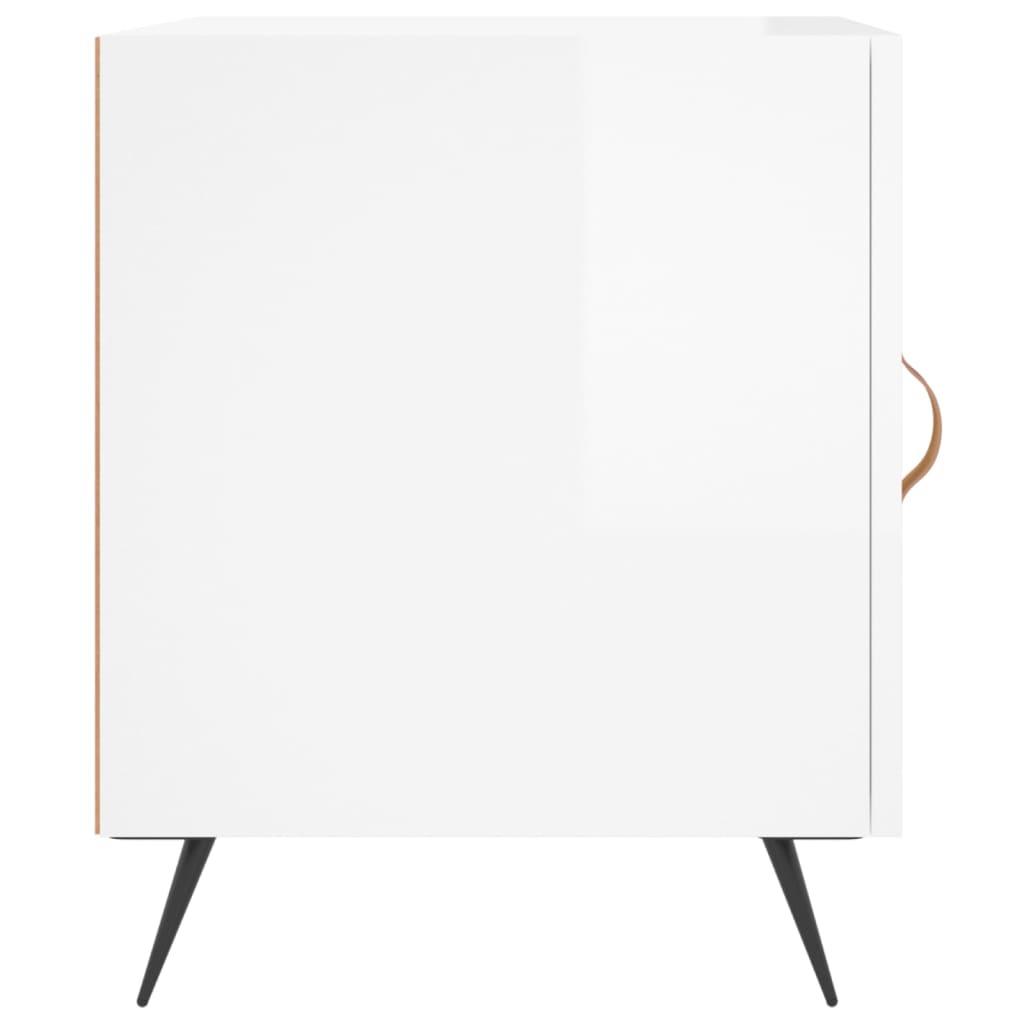 Nattbord 2 stk høyglans hvit 40x40x50 cm konstruert tre
