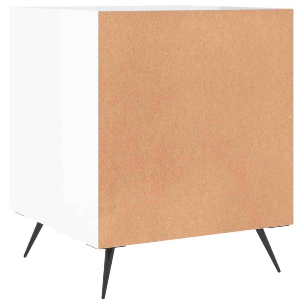 Nattbord 2 stk høyglans hvit 40x40x50 cm konstruert tre