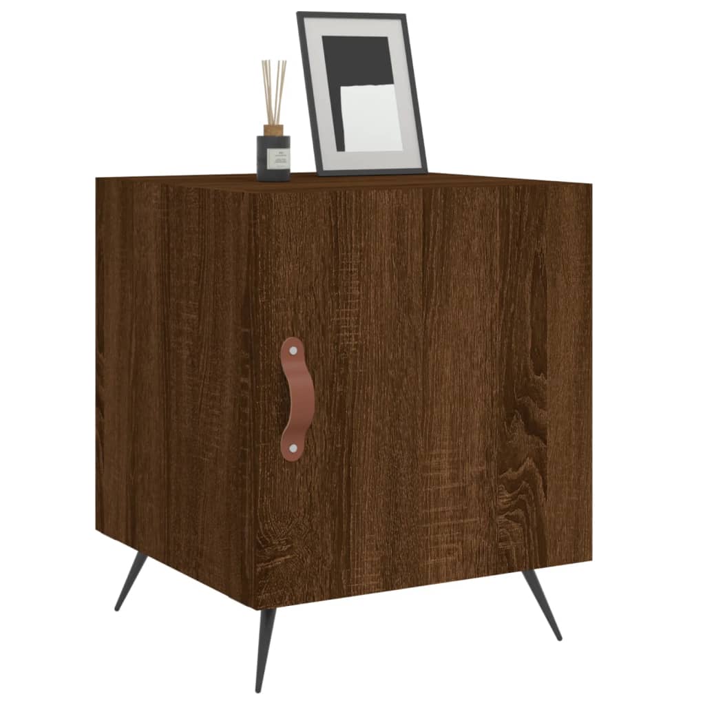Nattbord 2 stk brun eik 40x40x50 cm konstruert tre