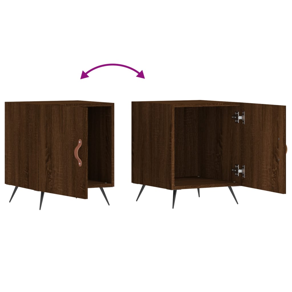 Nattbord 2 stk brun eik 40x40x50 cm konstruert tre