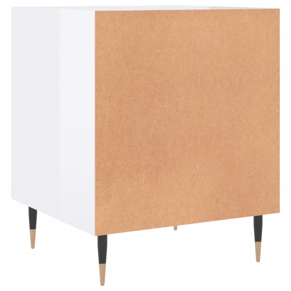 Nattbord 2 stk høyglans hvit 40x40x50 cm konstruert tre