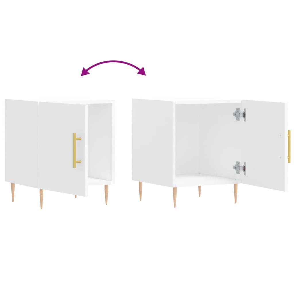 Nattbord 2 stk hvit 40x40x50 cm konstruert tre