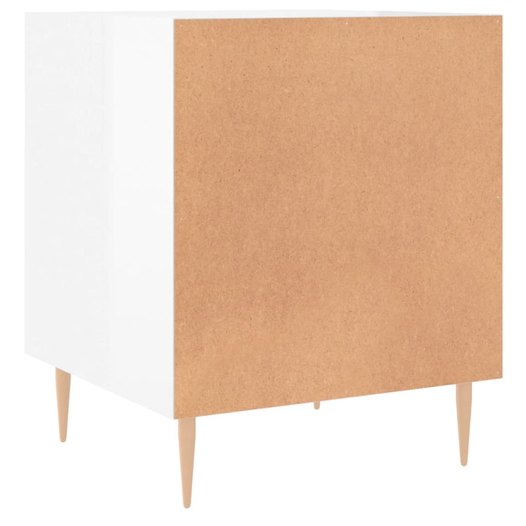 Nattbord 2 stk høyglans hvit 40x40x50 cm konstruert tre