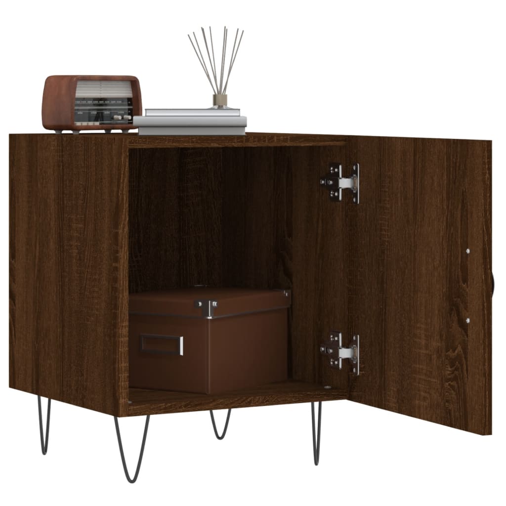 Nattbord 2 stk brun eik 40x40x50 cm konstruert tre