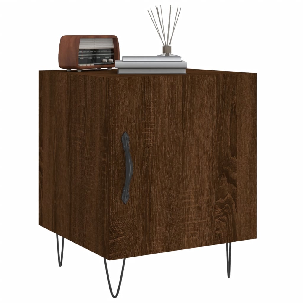 Nattbord 2 stk brun eik 40x40x50 cm konstruert tre