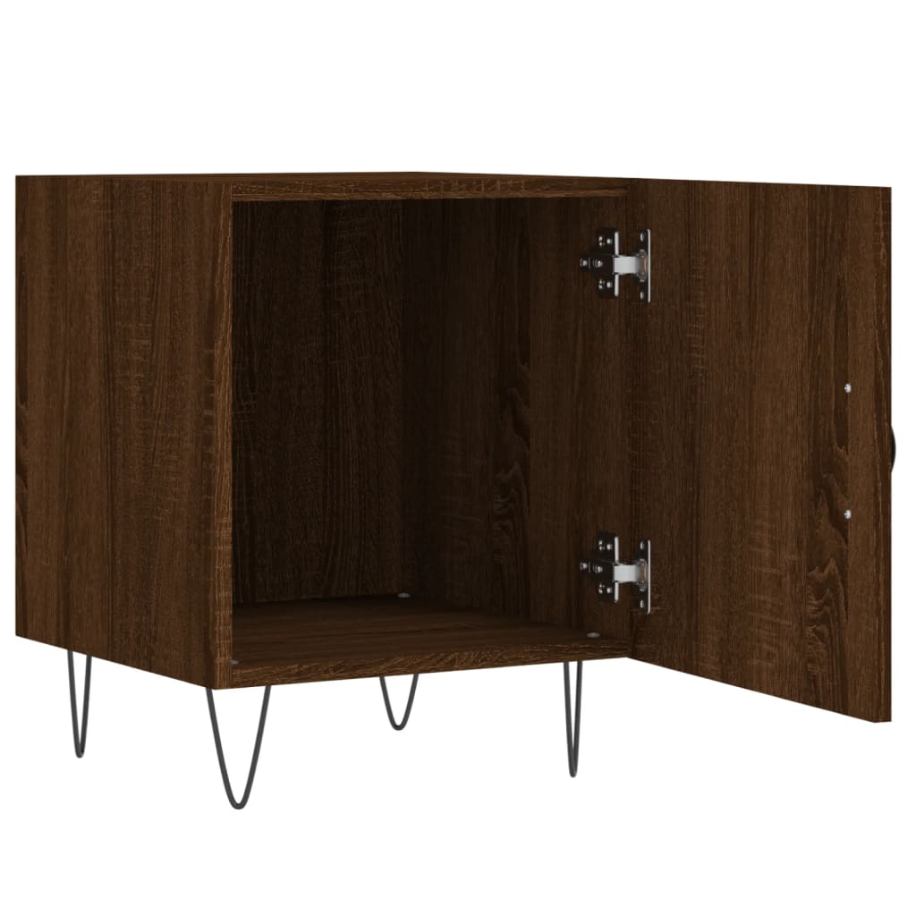 Nattbord 2 stk brun eik 40x40x50 cm konstruert tre