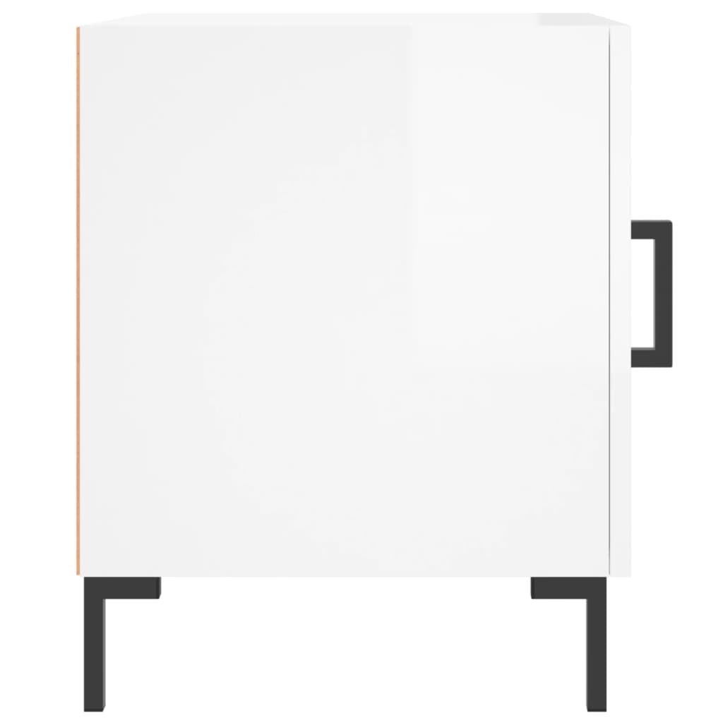 Nattbord 2 stk høyglans hvit 40x40x50 cm konstruert tre