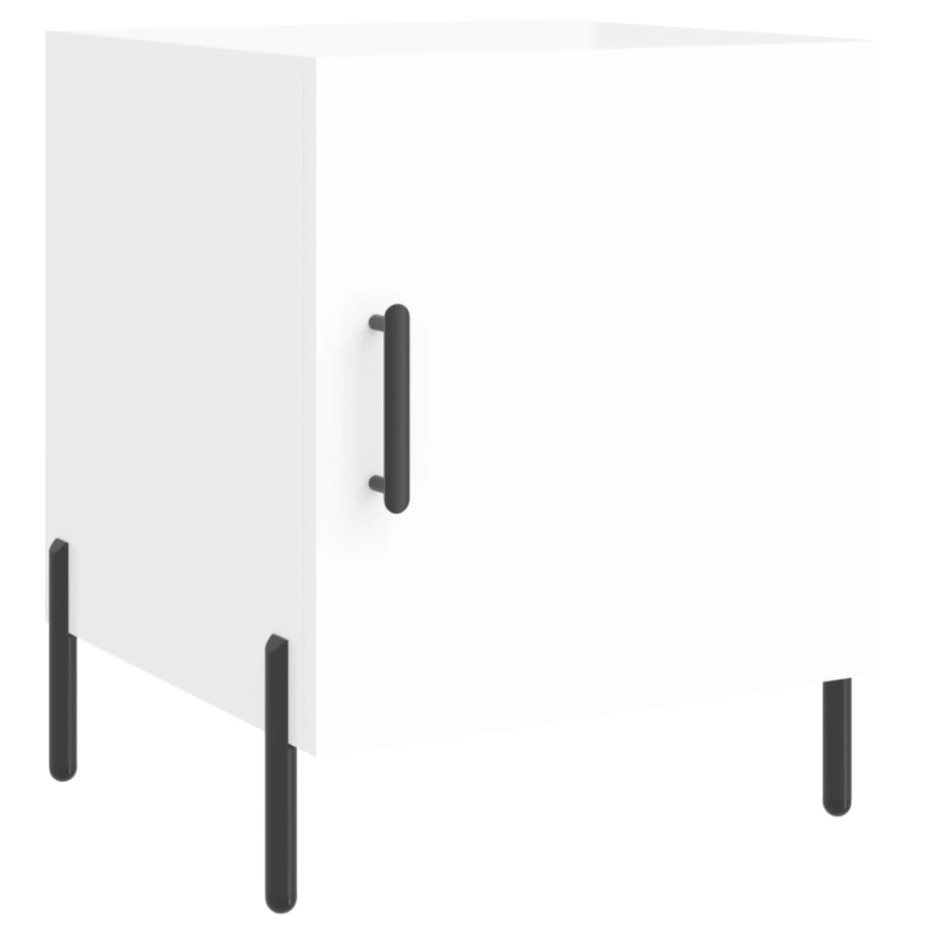 Nattbord 2 stk høyglans hvit 40x40x50 cm konstruert tre