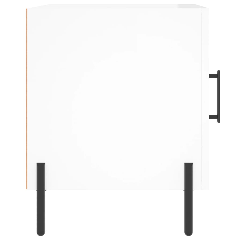 Nattbord 2 stk høyglans hvit 40x40x50 cm konstruert tre