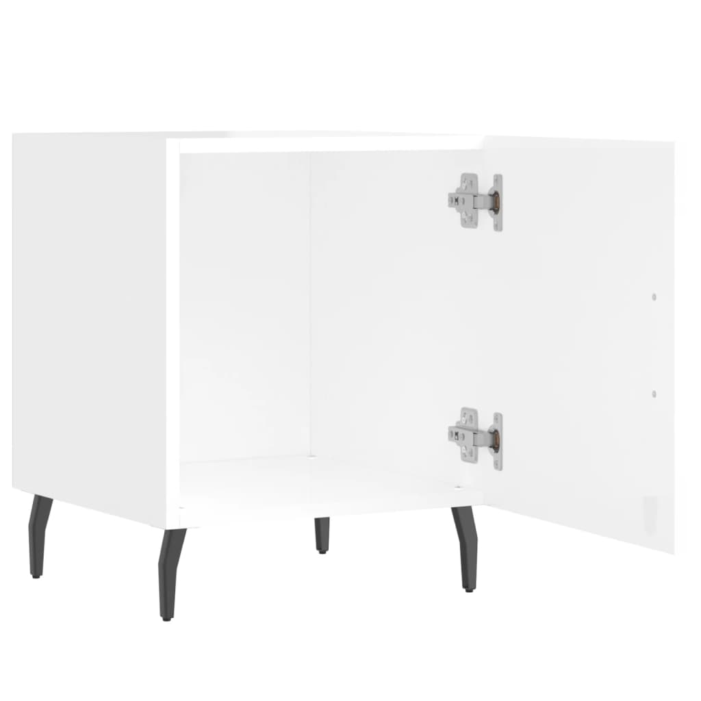 Nattbord 2 stk høyglans hvit 40x40x50 cm konstruert tre