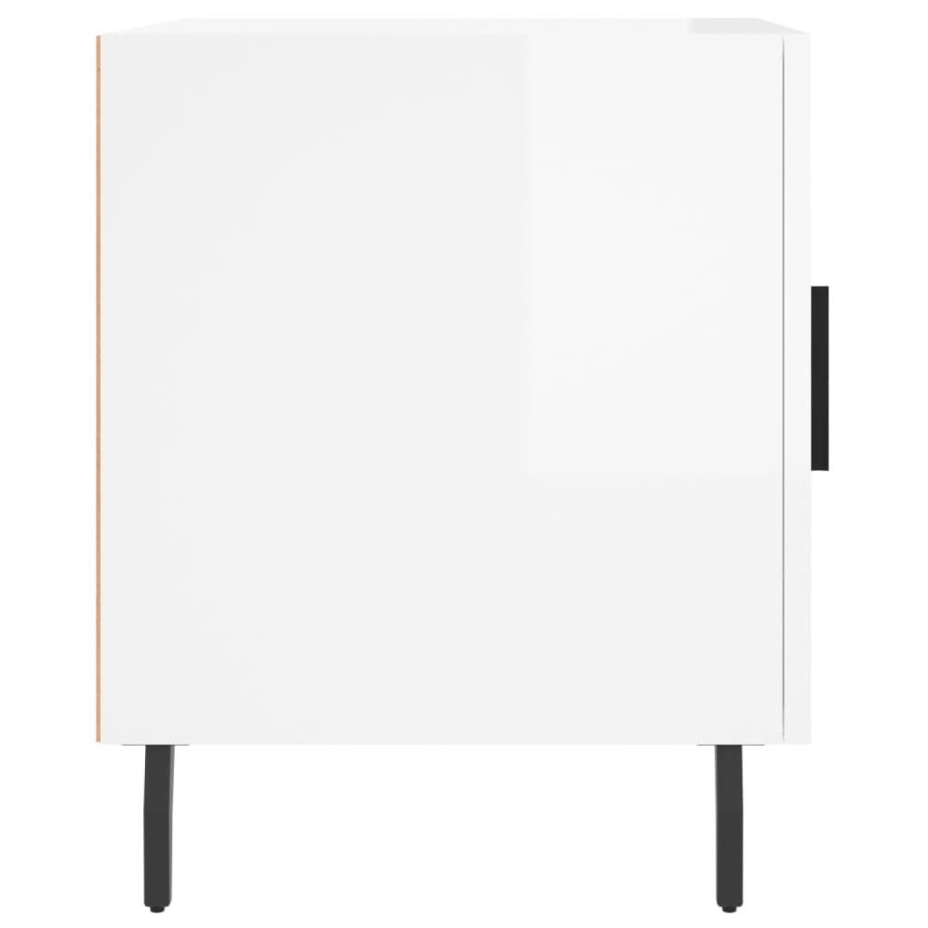 Nattbord 2 stk høyglans hvit 40x40x50 cm konstruert tre