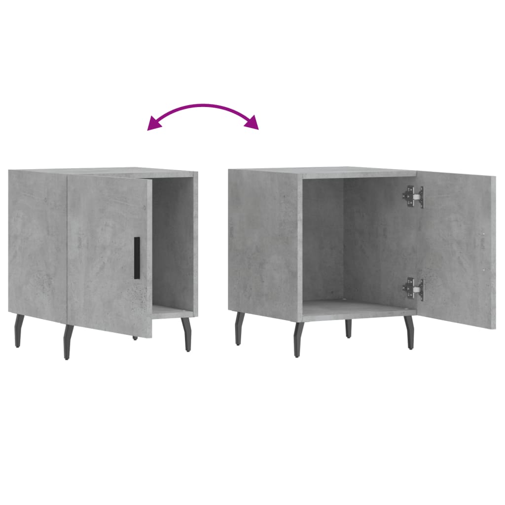 Nattbord 2 stk betonggrå 40x40x50 cm konstruert tre