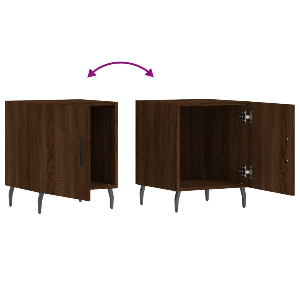 Nattbord 2 stk brun eik 40x40x50 cm konstruert tre