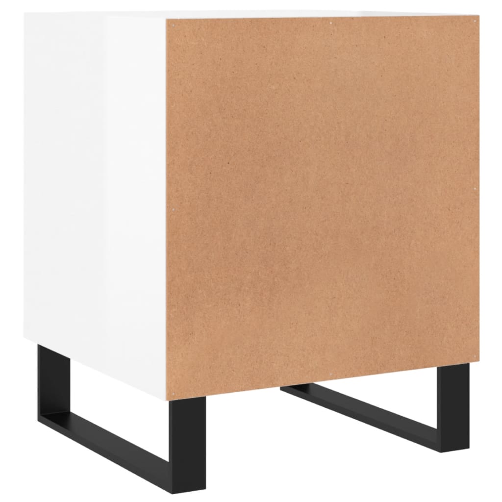 Nattbord 2 stk høyglans hvit 40x40x50 cm konstruert tre