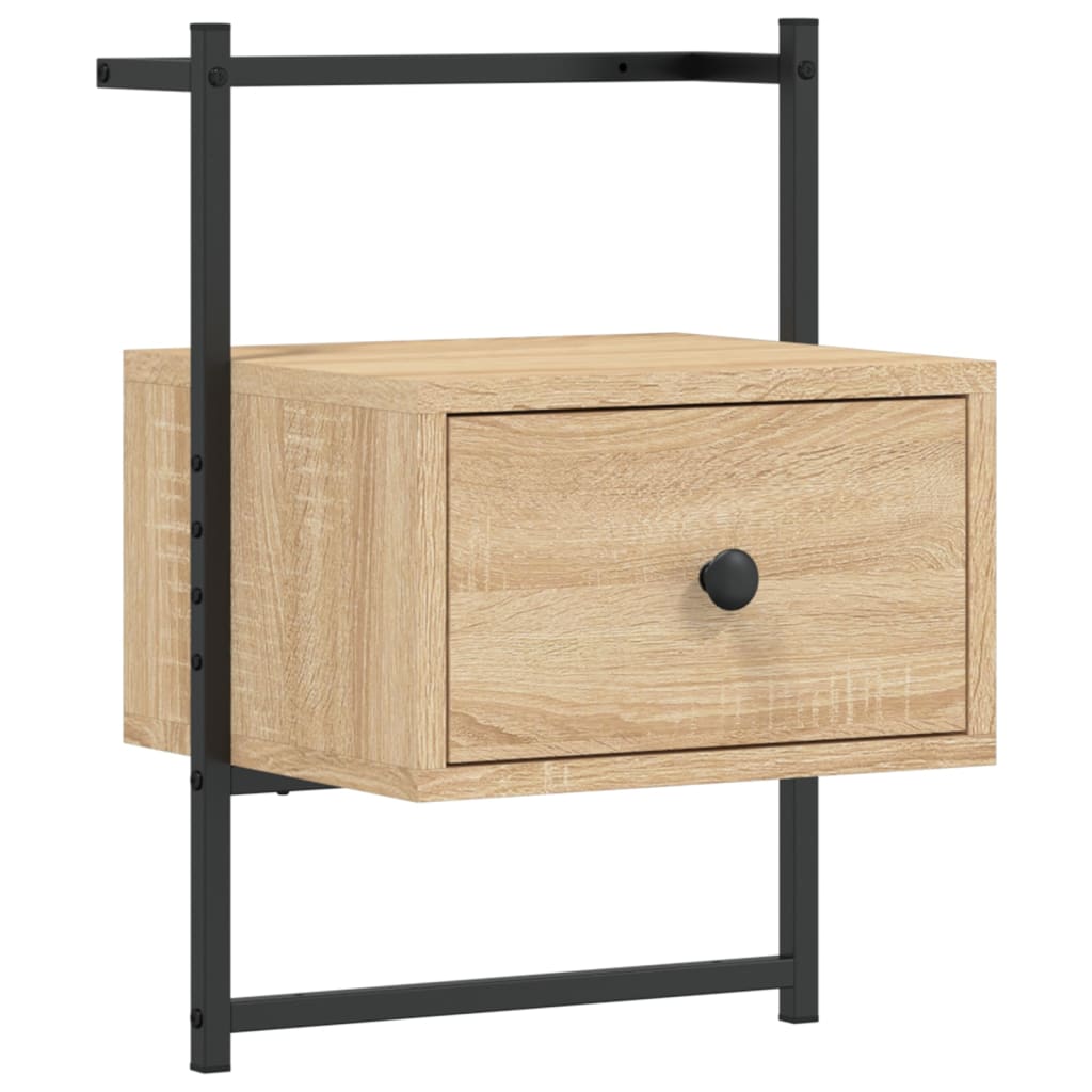 Nattbord 2 stk veggmontert sonoma eik 35x30x51cm konstruert tre
