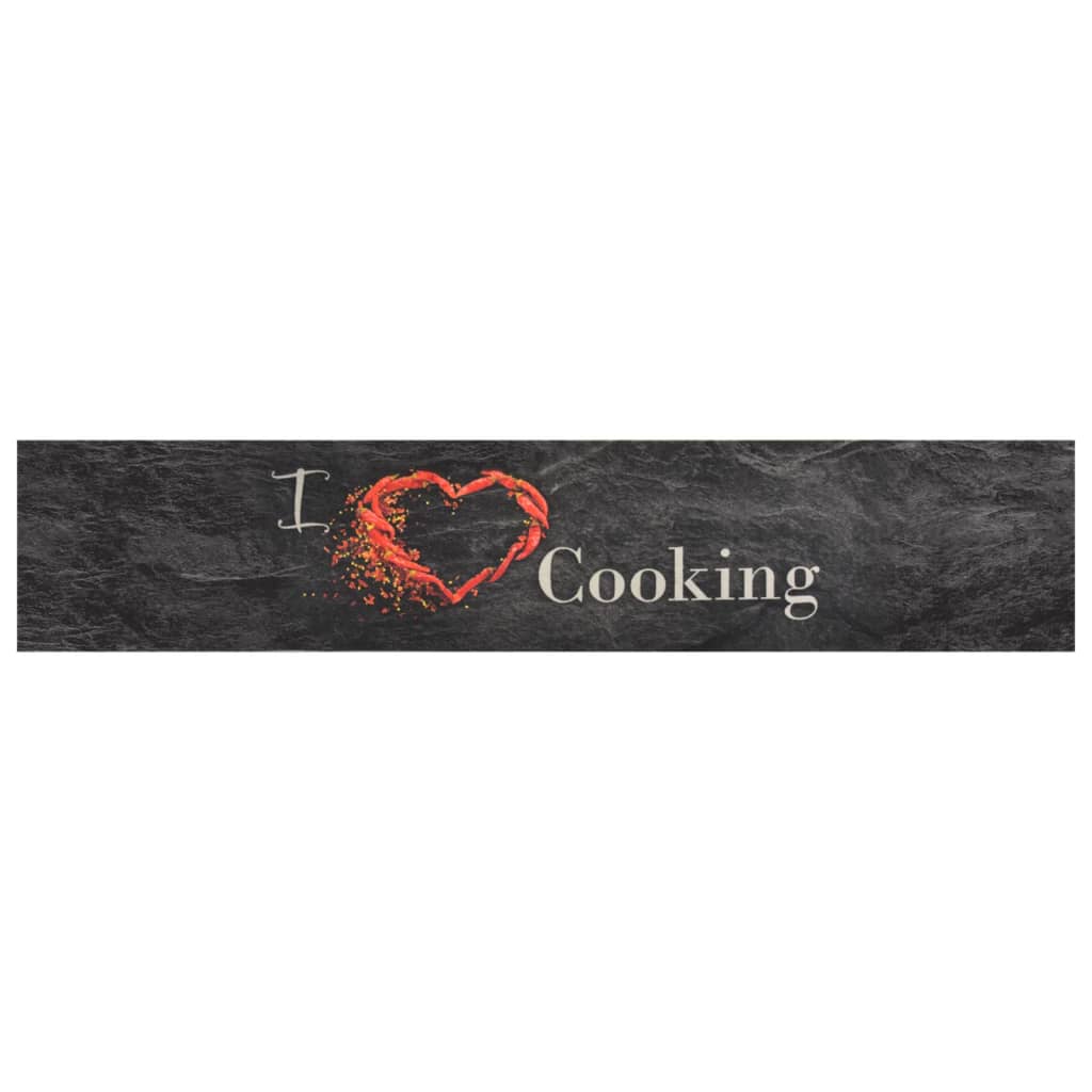 Kjøkkenteppe vaskbar Cooking svart 60x300 cm fløyel