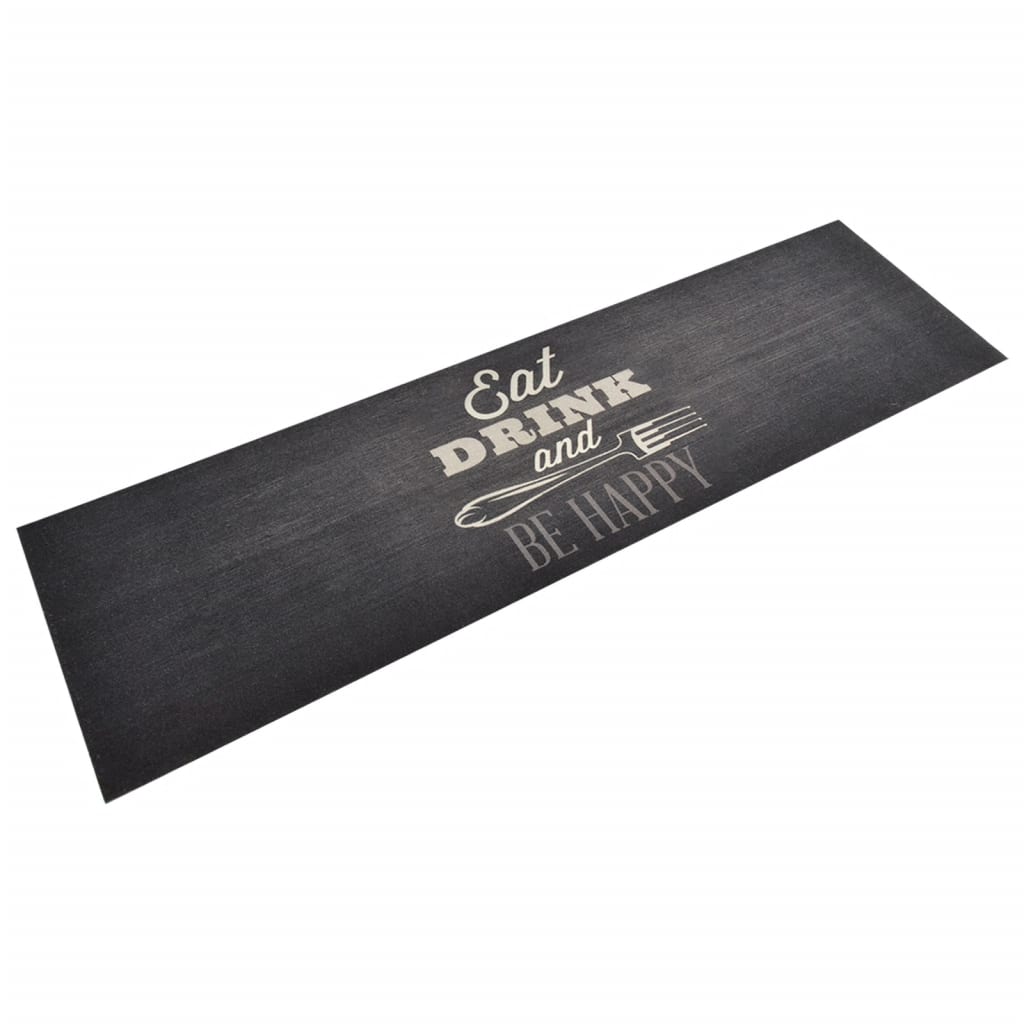 Kjøkkenteppe vaskbar Kitchen svart 45x150 cm fløyel