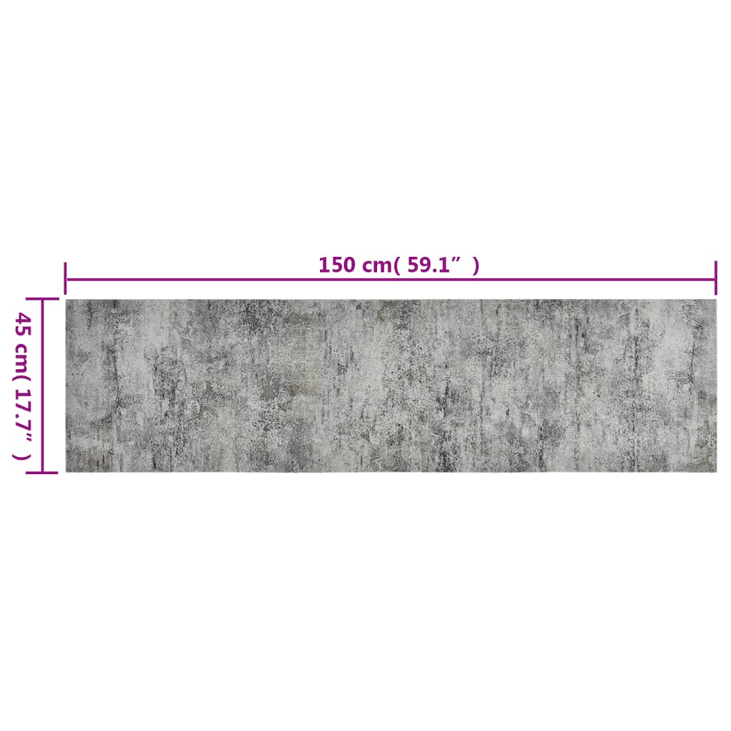 Kjøkkenteppe vaskbar Beton 45x150 cm fløyel