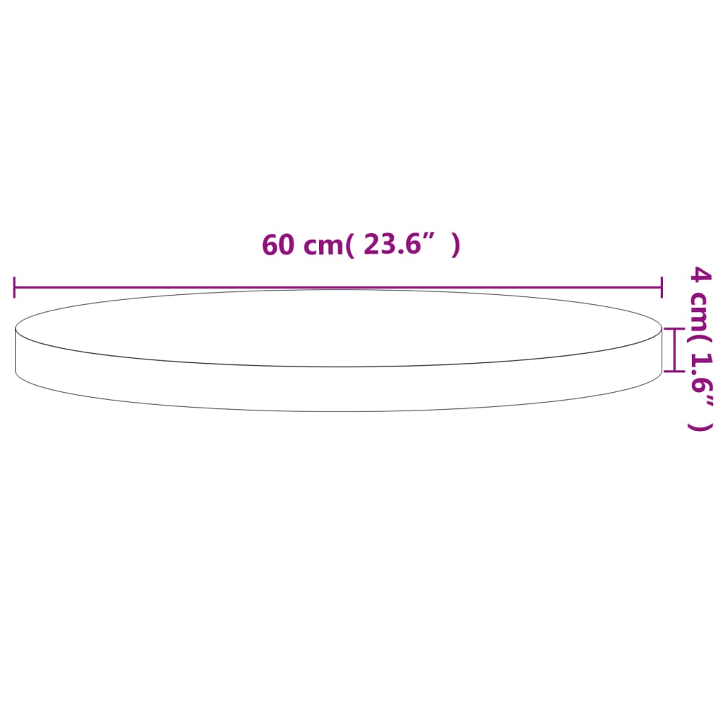 Bordplate Ø60x4 cm rund heltre bøketre