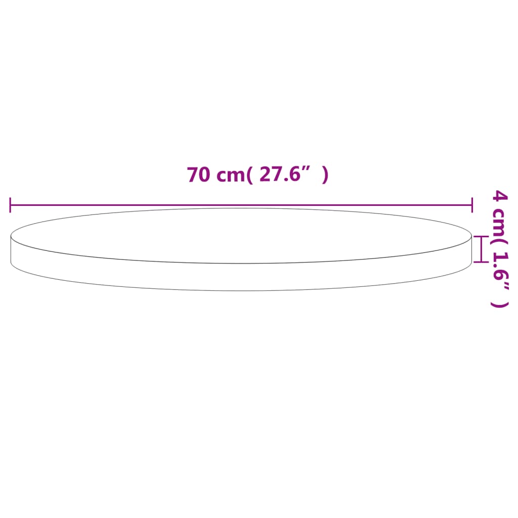Bordplate Ø70x4 cm rund heltre bøketre