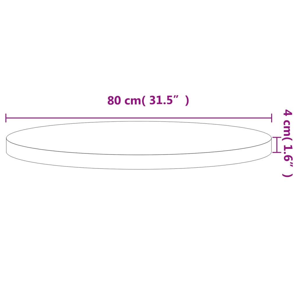 Bordplate Ø80x4 cm rund heltre bøketre