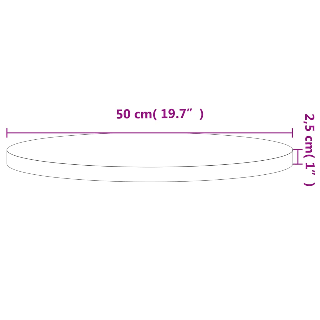 Bordplate Ø50x2,5 cm rund heltre bøketre