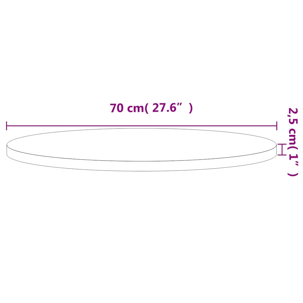 Bordplate Ø70x2,5 cm rund heltre bøketre